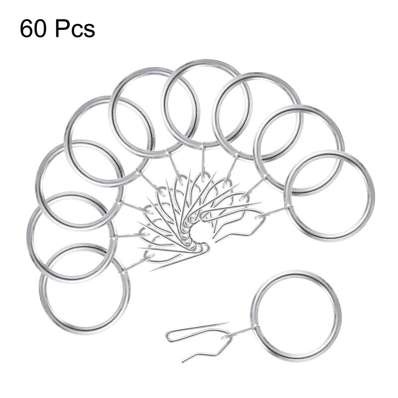 60pcs Metal Curtain Hook Rings with Pin-on Hooks