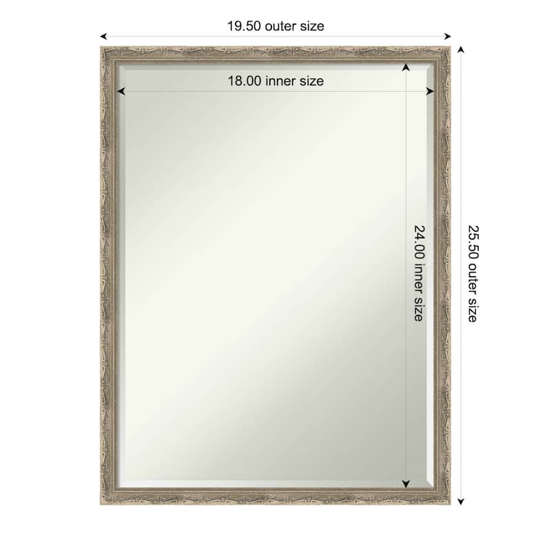 Mila Half-Inch-Bevel Wood Framed Wall Mirror - 20 x 26 in - Mila Dark Silver