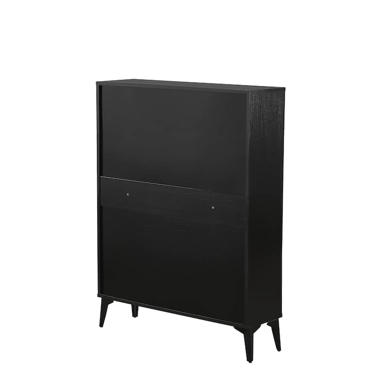 Shoe Cabinet with 2 Flip Drawers & 2 Drawers, Free Standing Tipping Bucket Organizer, Shoe Rack with Adjustable Shelves