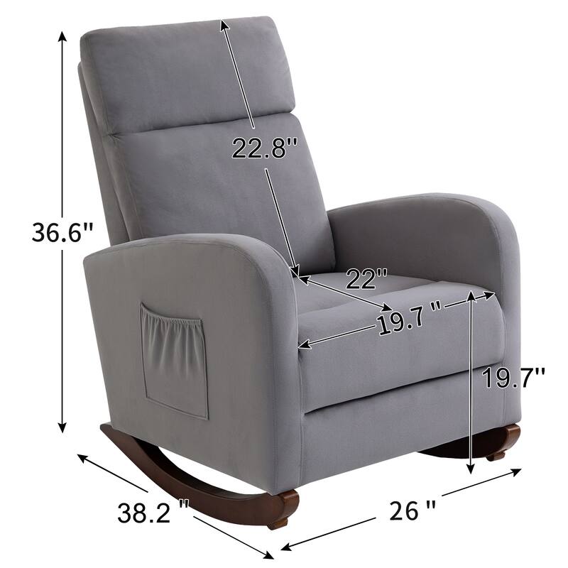 AVAWING Mid Century Nursery Rocking Chair Upholstered Velvet High Back Armchair Set of 2