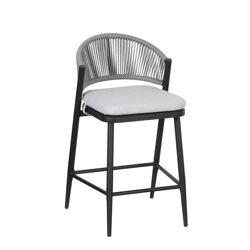 Christopher Knight Home - Beverly Outdoor Counter Stools with Scallop Backrest (Set of 4) - Iron