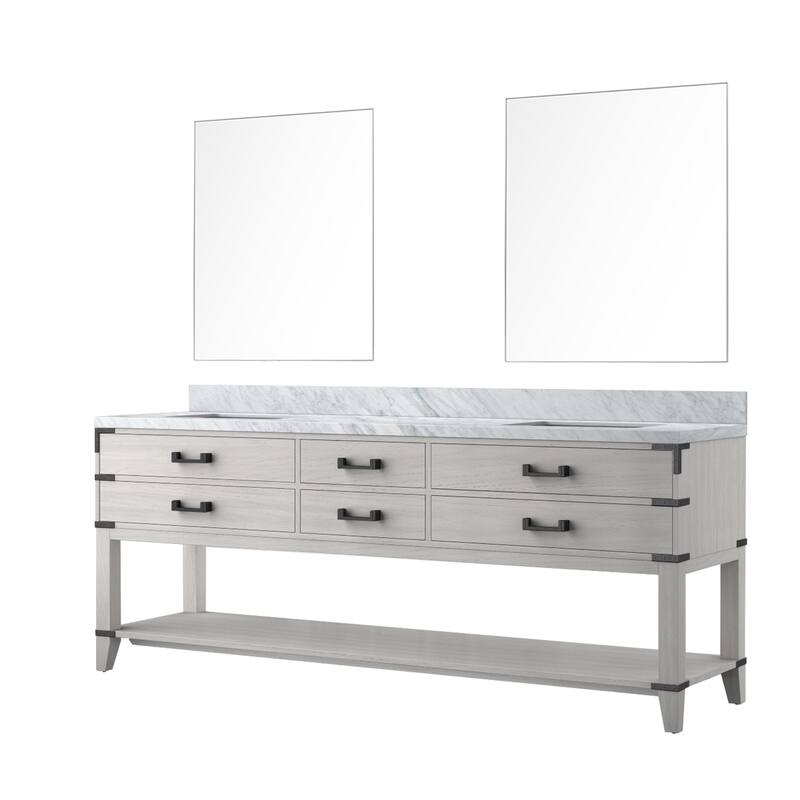 Norwalk Bath Vanity with Carrara Marble Top, Sink and Mirror