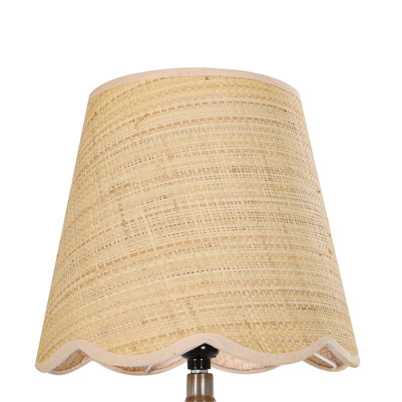 Rustic Ceramic Accent Table Lamp with Raffia Shade