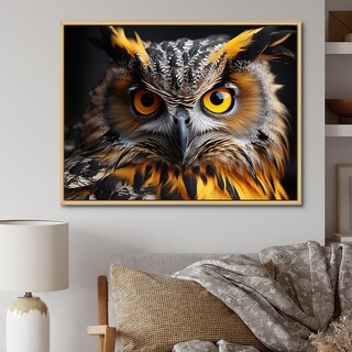 Designart "Yellow Owl Wise Portrait I" Animals Framed Wall Art Prints ...