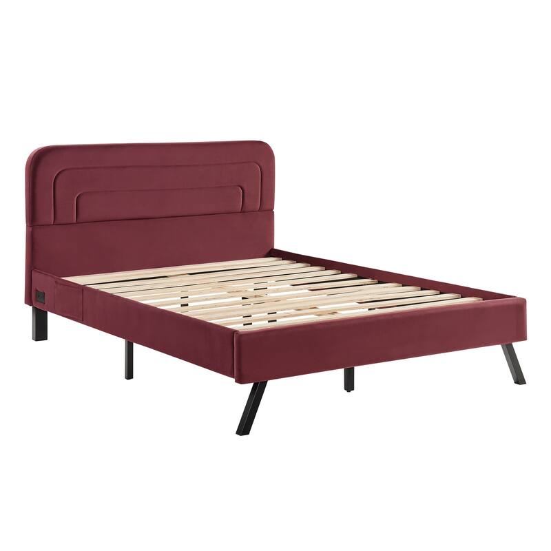 Studio Living Ashton Queen Upholstered Bed in Velvet Fabric