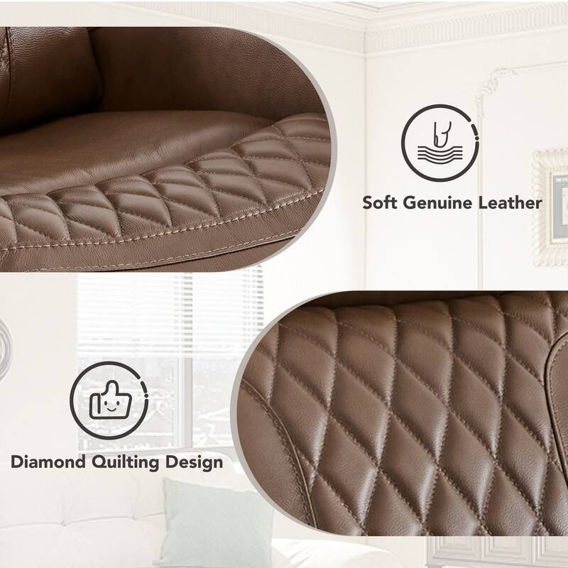 Spruce & Spring Leather Dual-Motor Power Lay Flat Recliner with Power Headrest