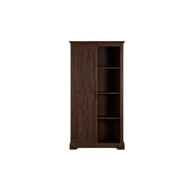 Farmhouse Style Wood Tall Storage Cabinet with Shelves,Living Room Cabinet with Door