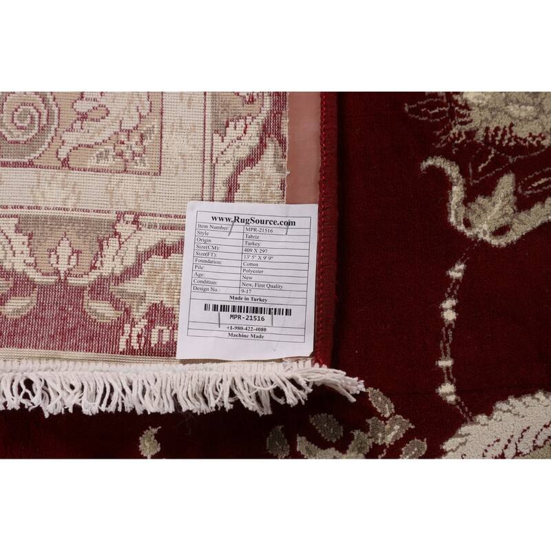 Victorian Style Tabriz Turkish Area Rug Medallion Machine Made Carpet - 9'9" x 13'5"