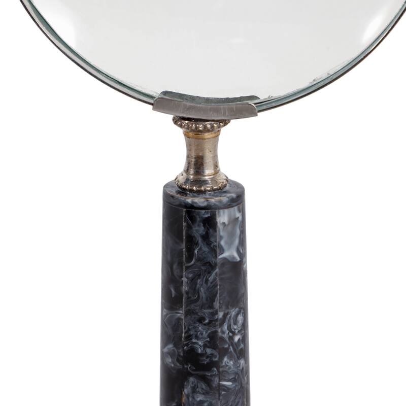 Resin Decorative Object Magnifying Glass Marbled Handle - 1" Black - 4" x 9" x 1"