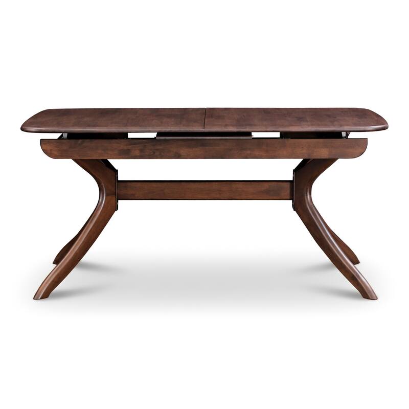 Furniture of America Abigail IV Mid-Century Modern Walnut Extendable Self-Storing Dining Table