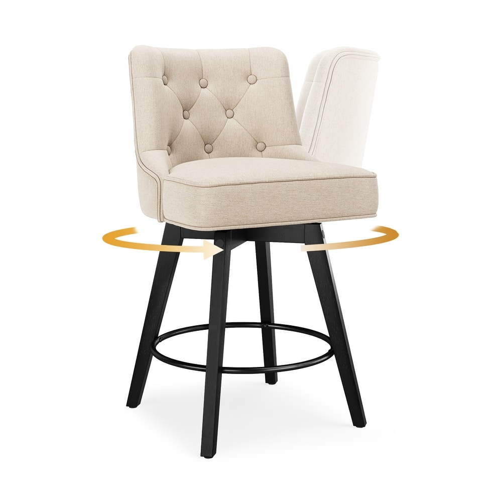 Modern 26 in. Counter Height Barstool Upholstered Fabric/Faux Leather Swivel Bar Stools with Back