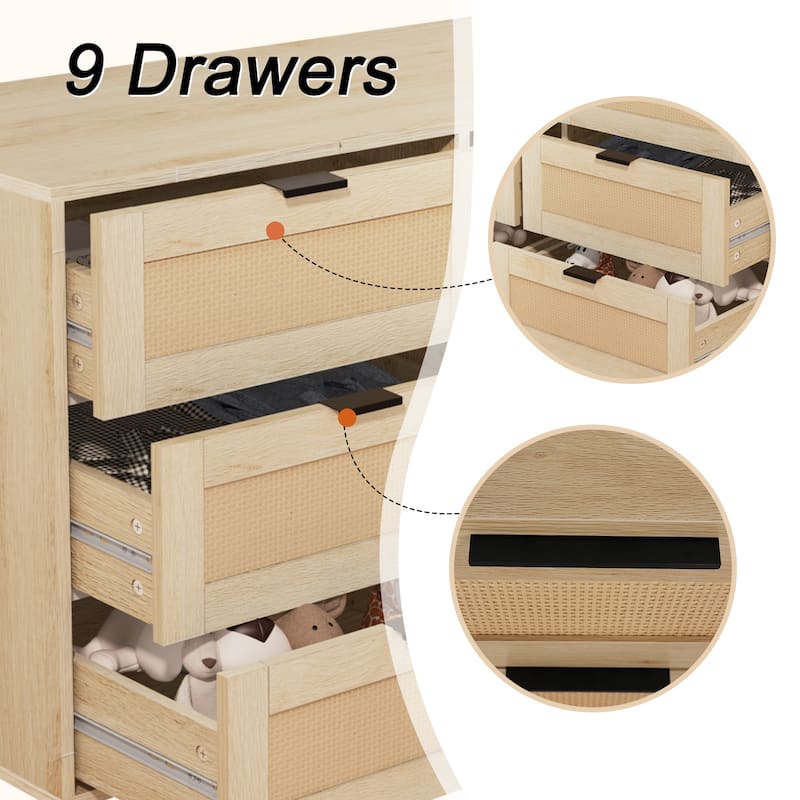 Chest Of Dresser Storage Tower Cabinet Bedroom Organizer Rattan Dresser