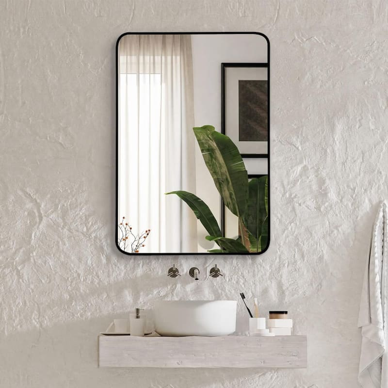 Bathroom Mirror for Over Sink Wall Mirror Metal Frame Rounded Rectangular Vanity Mirrors for Bedroom Living Room Entryway Decor
