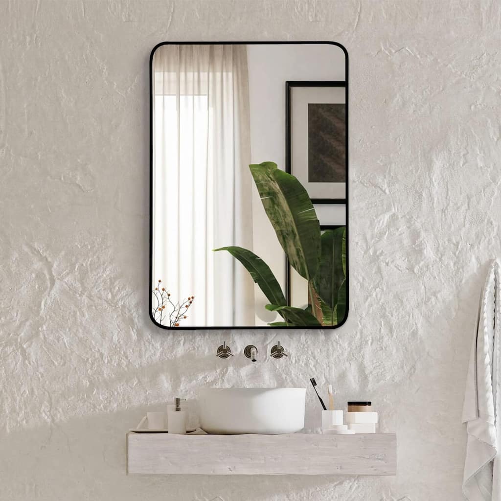 Bathroom Mirror for Over Sink Wall Mirror Metal Frame Rounded Rectangular Vanity Mirrors for Bedroom Living Room Entryway Decor