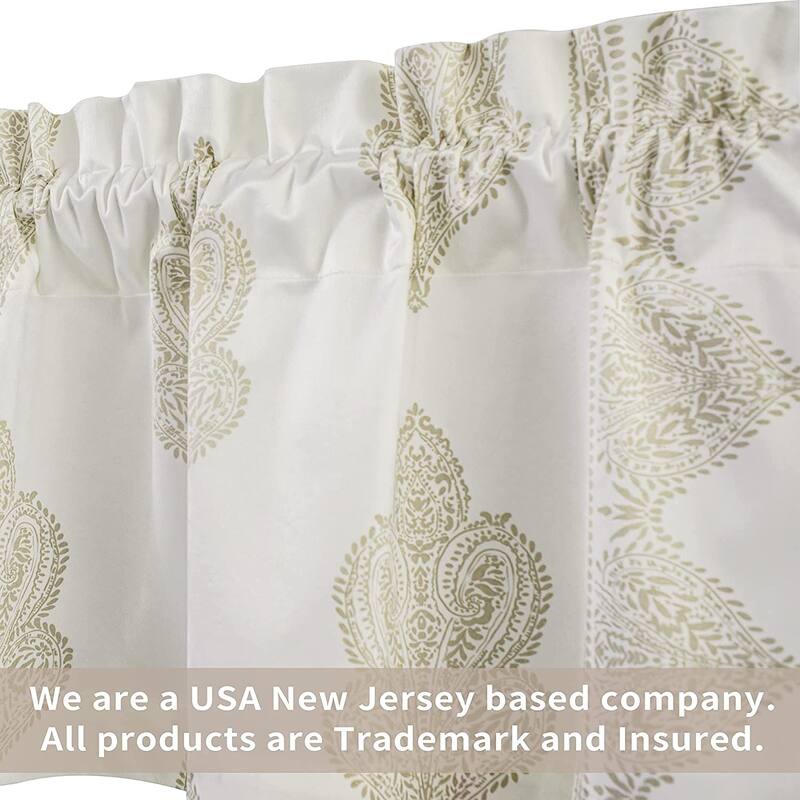 DriftAway Sadie Paisley Medallion Pattern Boho Velvet Window Curtain Valance with Handmade Tassels