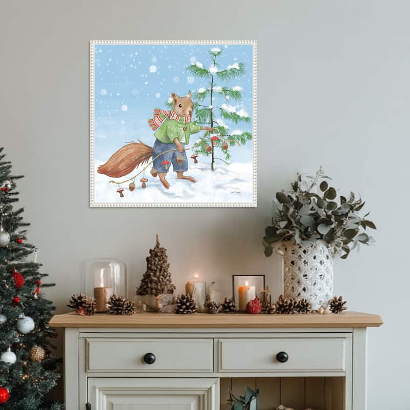 Festive Friends III by Leslie Trimbach (22 x 22 in.), Framed Canvas Wall Art Print - Sylvie Beaded White