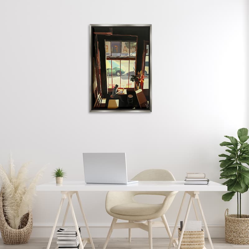 Stupell Tranquil Cafe Environment Framed Floater Canvas Wall Art Design By Keith Thomson