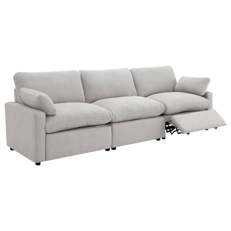 Biny Modular Power Reclining Sofa, 2 Pillows, Light Gray, 124 Inch