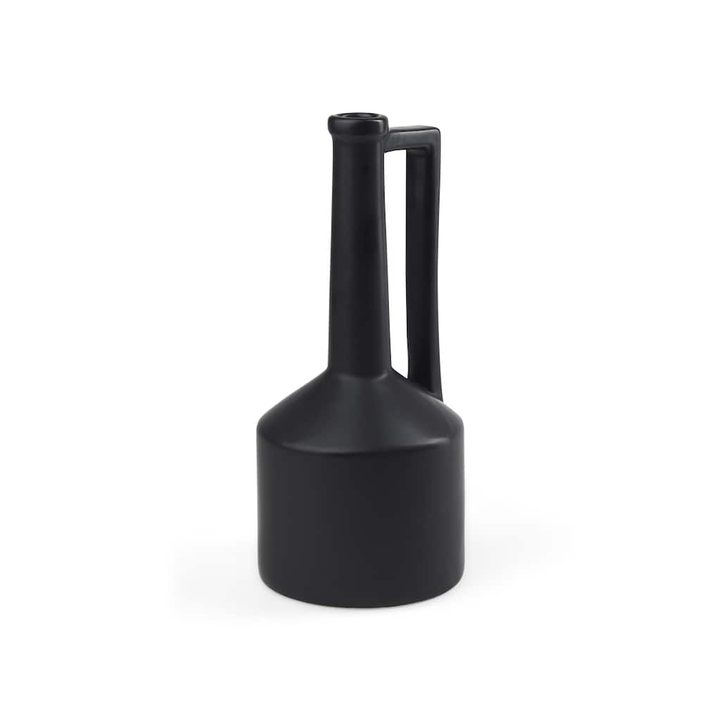 Burton Medium Matte Black Ceramic Jug Vase