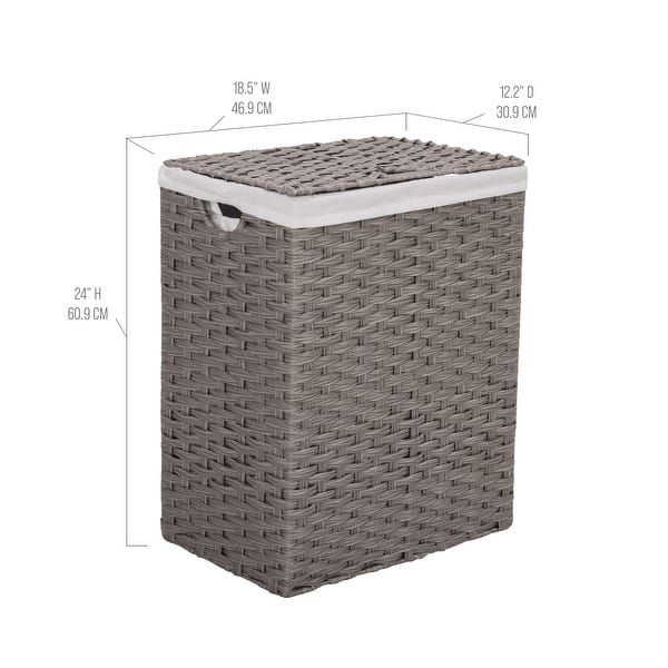 dimension image slide 3 of 4, Seville Classics Lidded Foldable Portable Rectangular Laundry Hamper Basket with Washable Liner