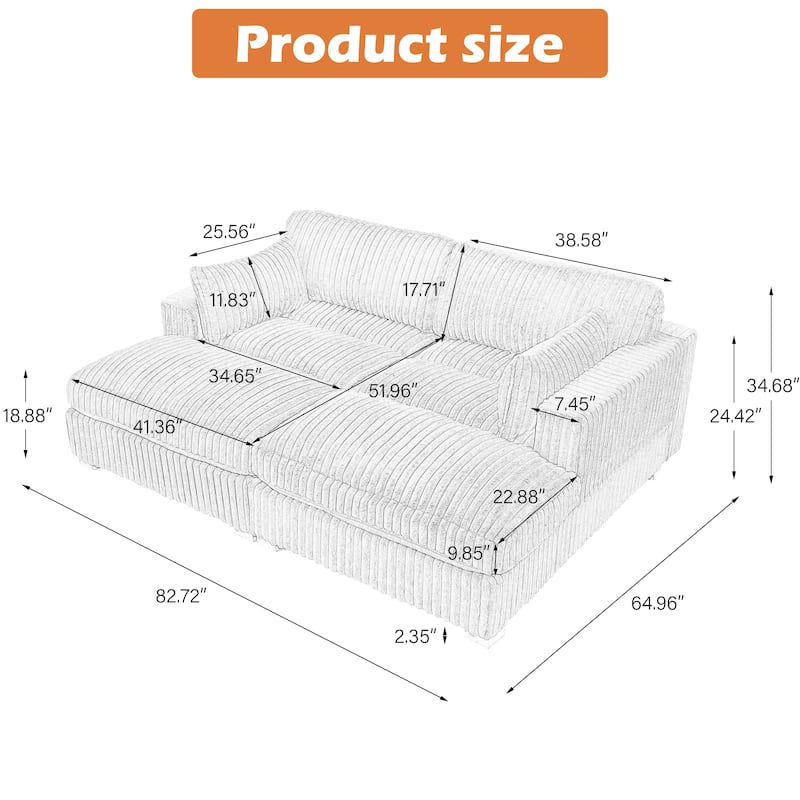 Modular Sectional Fabric Sofa for Living Room & Bedroom