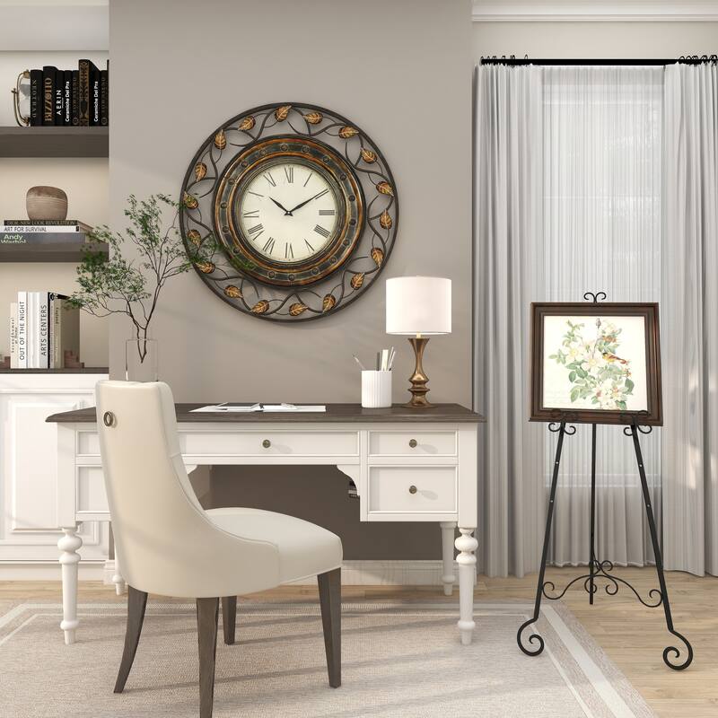 Metal Scroll Large Adjustable 3 Tier Display Easel with Chain Support - Black - Roche River Decor