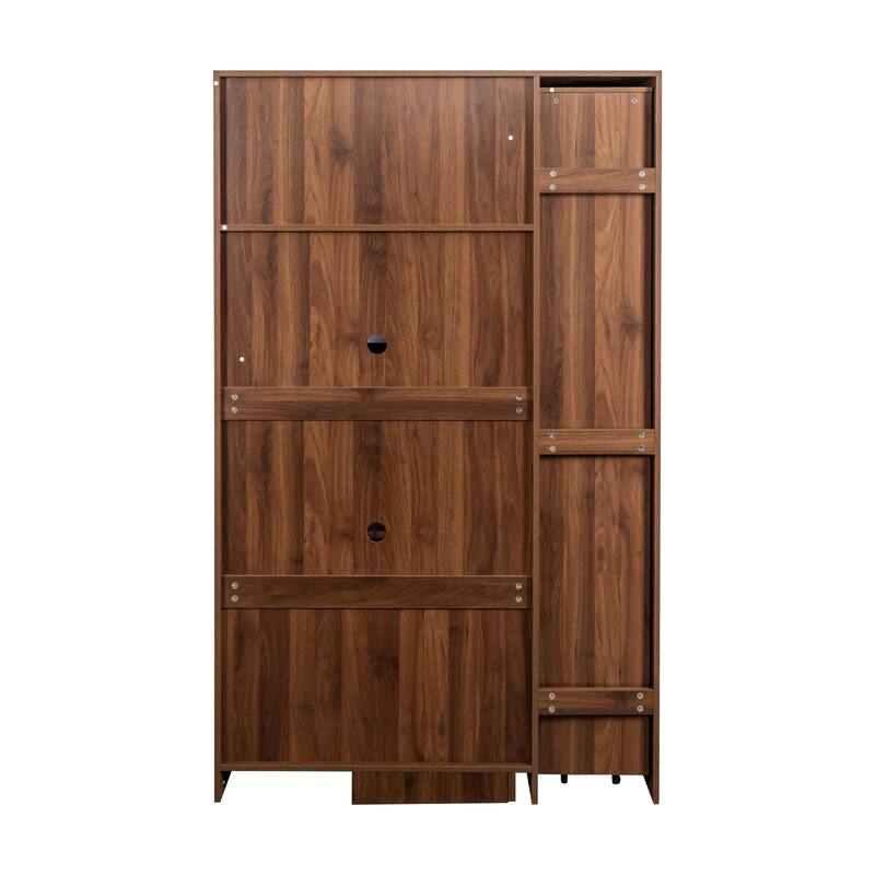 Kitchen pantry cabinet with multi-functional pull-out multi-tier storage shelf,Farmhouse Storage Cabinet with 4 Doors