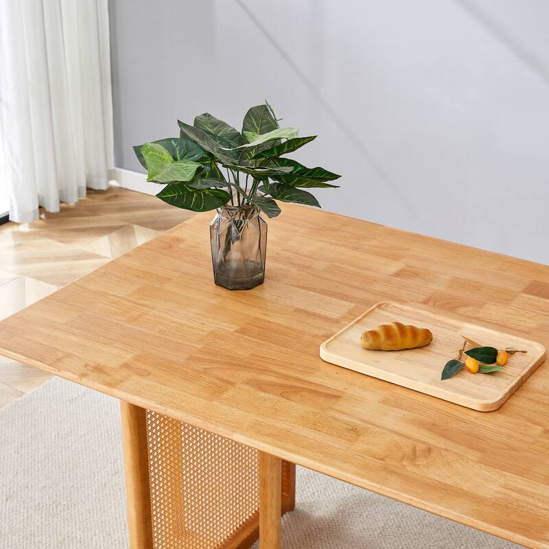 Chinese Country Retro Solid Wood Dining Table, Simple Modern Imitation Rattan Dining Table