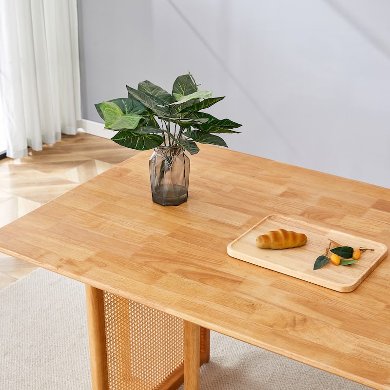 Country Retro Solid Wood Dining Table,Imitation Rattan Dining Table,Wooden Dining Table,Solid Wood Dining Table
