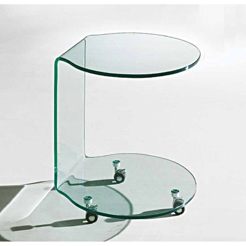 HomeRoots 24" Clear Glass Round End Table With Shelf - 20.00 in. x 24.00 in. x 20.00 in.