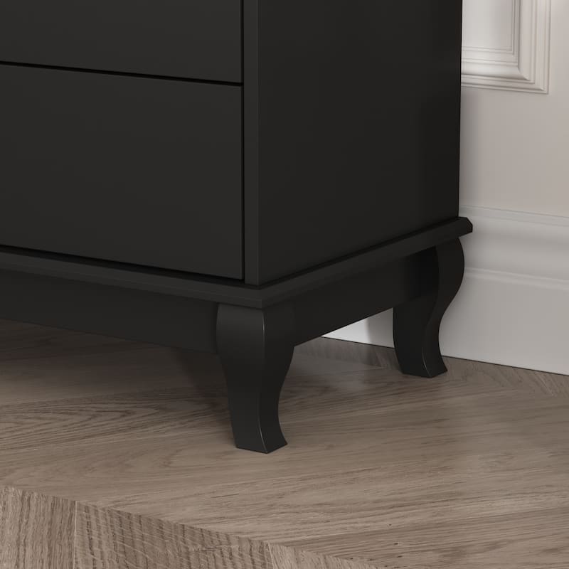 Black 8 Drawer Dresser with Solid Wood Legs, Modern Double Dresser Storage Cabinet for Bedroom, 55.1" Wide