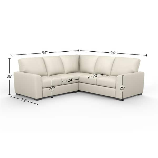 dimension image slide 3 of 4, Savannah 2x2 100% Full Top Grain Leather Sectional