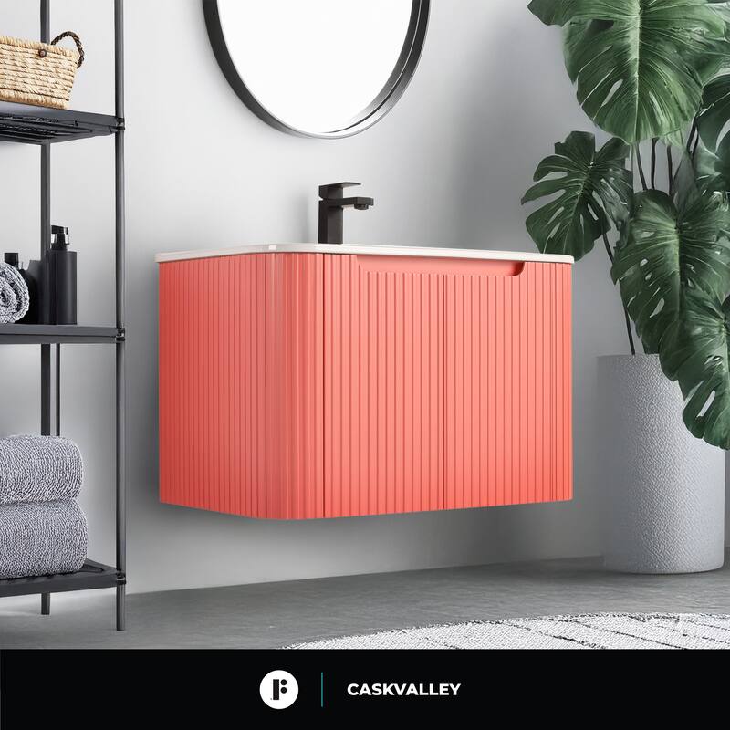 Caskvalley Modern Bathroom Vanity with Straight Fluted Design - Sink Included