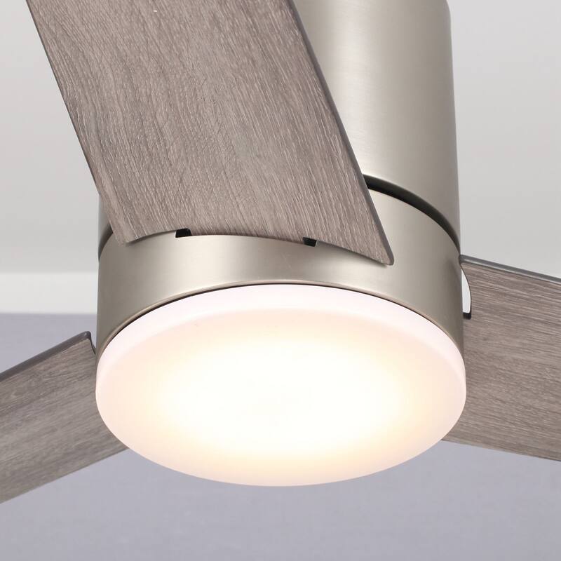 48 inch Modern 3-Blade Wooden Flush Mount Ceiling Fans with Light and Remote