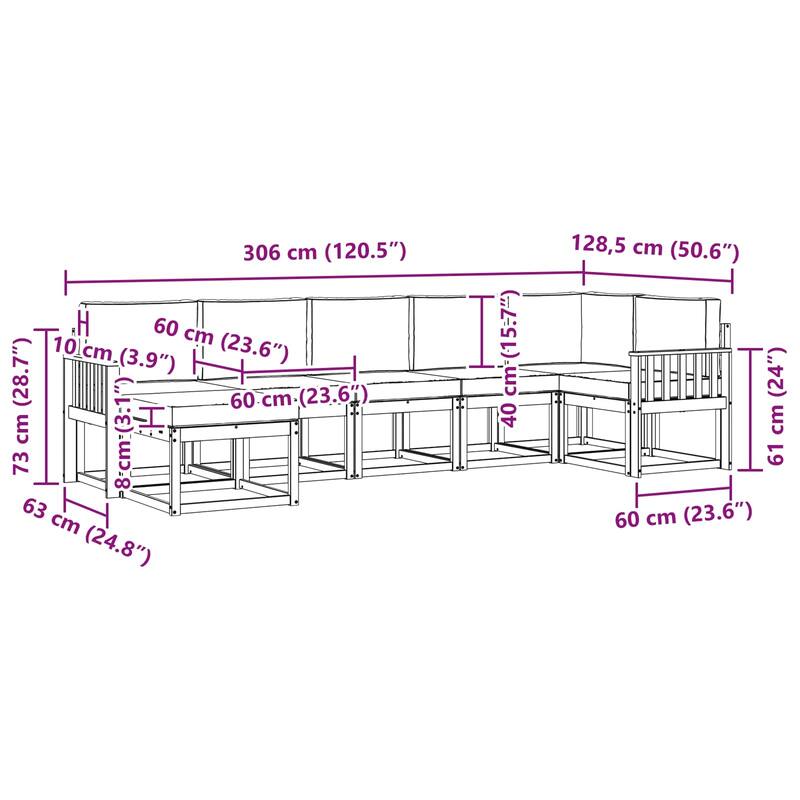 vidaXL Outdoor Sofa Set with Cushion 7 pcs Natural and Anthracite