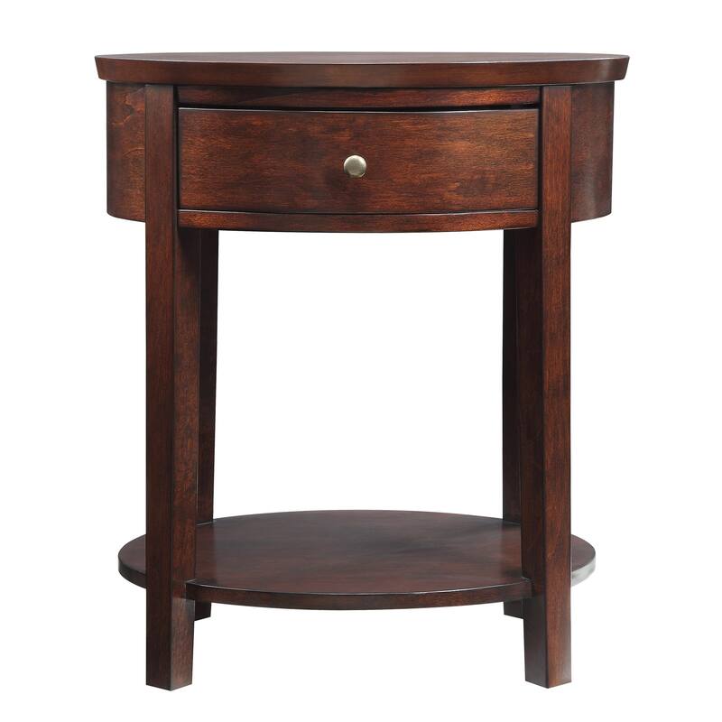 Fillmore 1-Drawer Oval Wood Shelf Accent End Table by iNSPIRE Q Modern