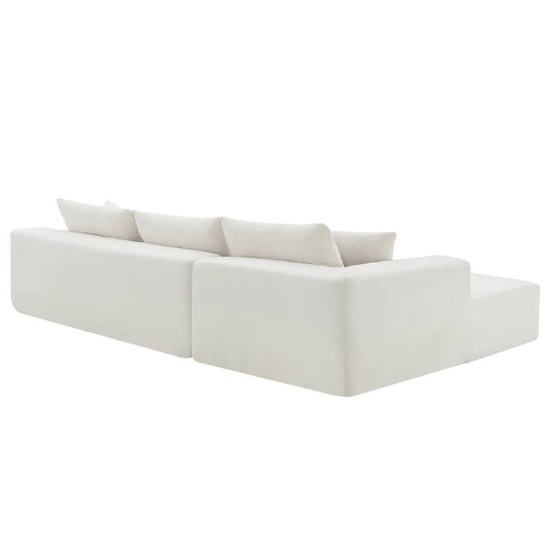 109*68" Modular Sofa Set, Cream Chenille, 2 PC, L-Shape, No Assembly