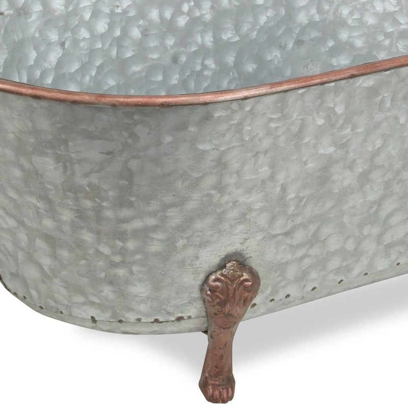 HomeRoots 11" Gray And Gold Galvanized Metal Hand Painted Sculpture - 10.5" H x 25" W x 13.75" D
