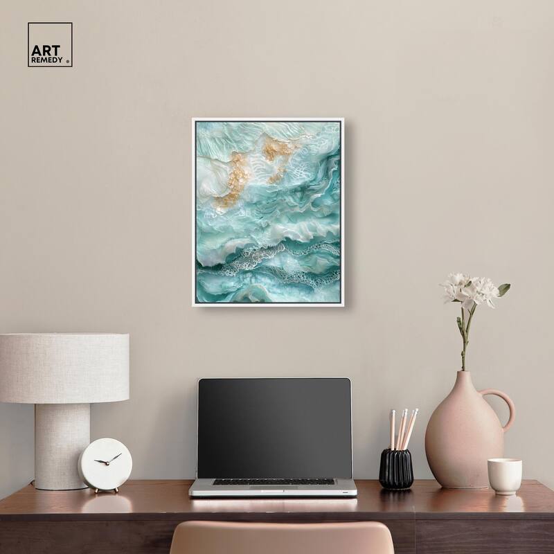 Teal Tiered Turbulence Canvas by Art Remedy