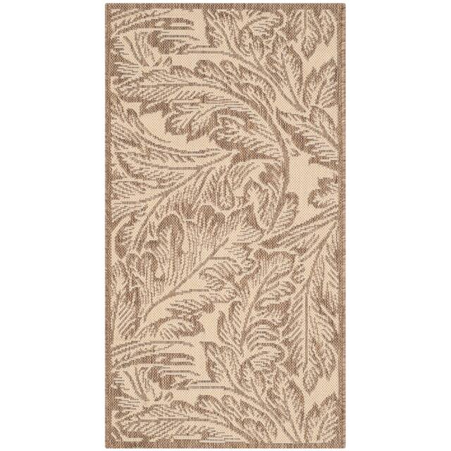 SAFAVIEH Courtyard Bettyjane Tropical Leaves Indoor/ Outdoor Area Rug - 2' x 3'7" - Natural/Brown