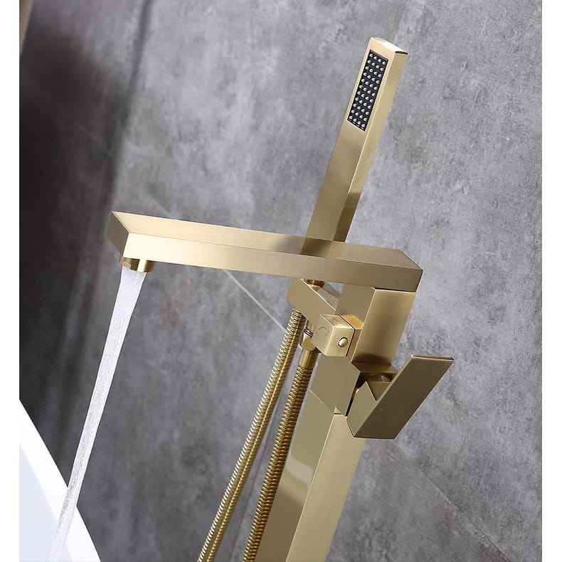 brushed gold floor mount tub filler free standing - 8' x 10'