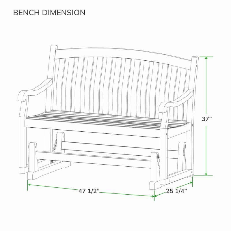 Cambridge Casual Sherwood Teak Wood Outdoor Glider Bench