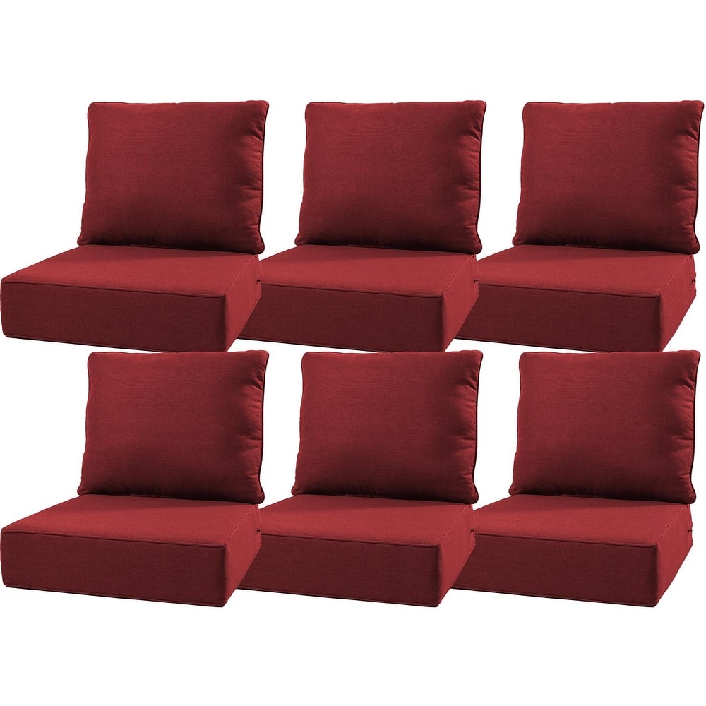 Luxury 6" Outdoor Cushions for Patio Furniture, 24x24x6 Cushion Set, Fade Resistant Replacement Cushions with Removable Cover