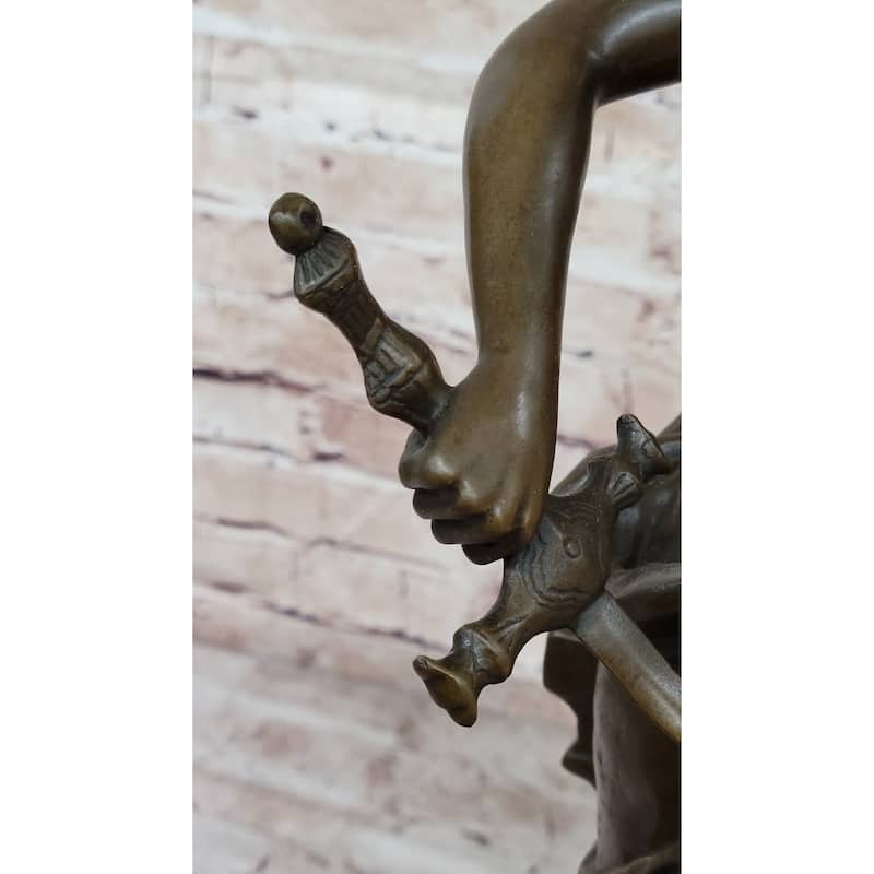 Winged Nike Goddess Of Victory Angel W/ Sword Bronze Sculpture Statue
