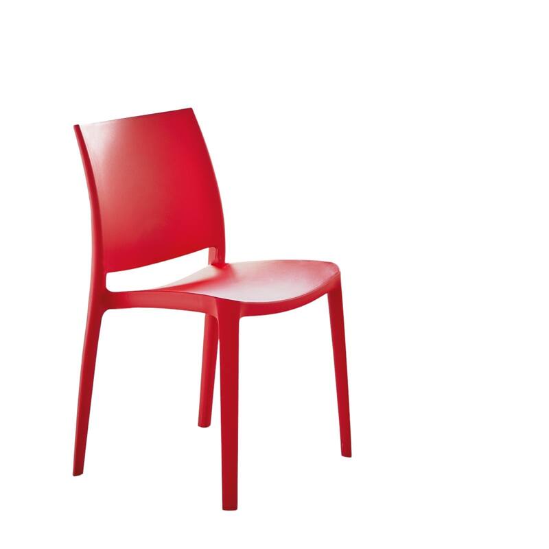 Set of Four Red Heavy Duty Plastic Outdoor Stacking Dining Chairs