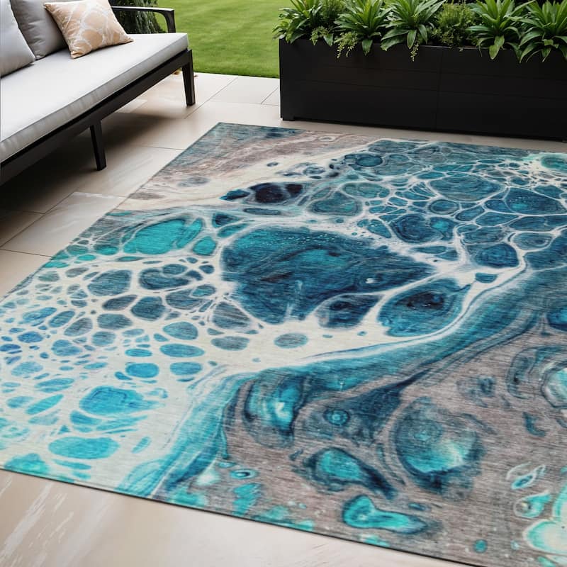 HomeRoots Nautical Transitional Rectangle Outdoor Rug - 5' X 8'