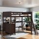 preview thumbnail 2 of 53, Full size Loft Bed with Drawers, Built-in Desk and Shelves, Espresso