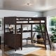 preview thumbnail 1 of 53, Stylish & Simple Full size Loft Bed with Drawers and Built-in Desk, Wooden Loft Bed with Shelves, Health and Comfort, Espresso Espresso