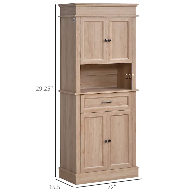 HOMCOM Traditional Freestanding Kitchen Pantry Cabinet Cupboard with Doors and Shelves, Adjustable Shelving