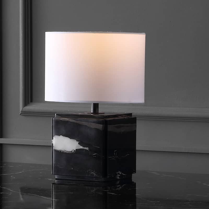 SAFAVIEH Couture Zahra Marble Table Lamp - 10"W x 10"D x 15"H - Black/White